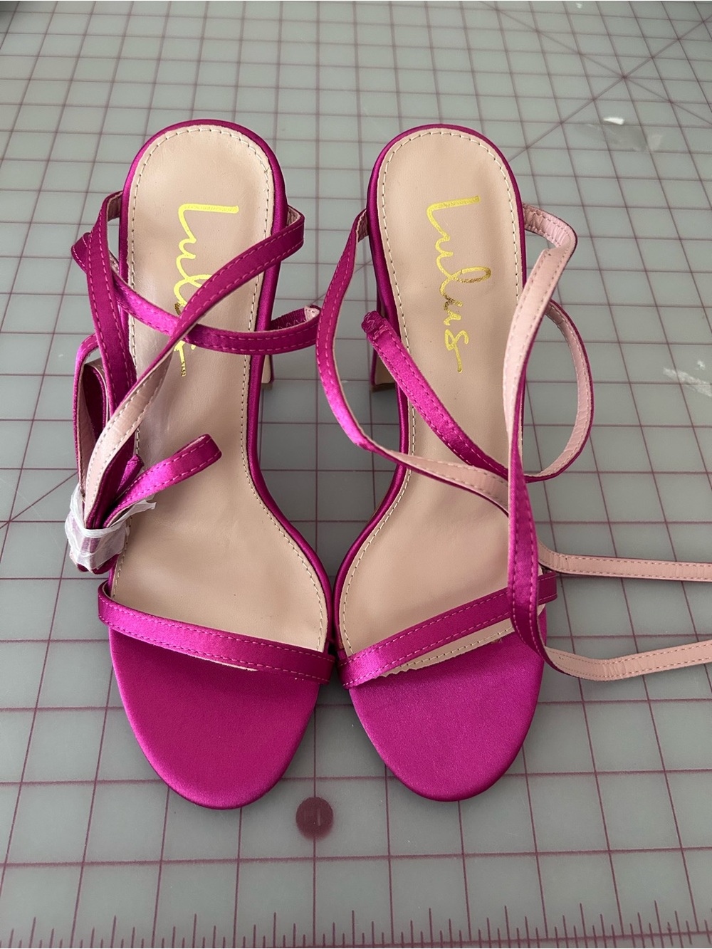 Lulu's Fuchsia Satin Strappy Heeled Sandals NWOT